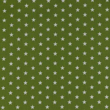 Baumwoll Druck Sterne Olive/Weiß  Ø 1 cm